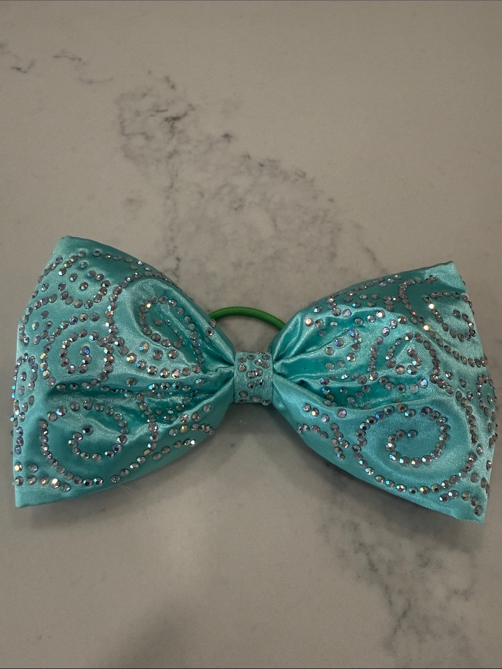 Turquoise Crystal Cheer Bow